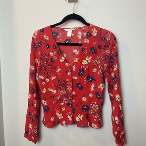H&M Red Floral Blouse